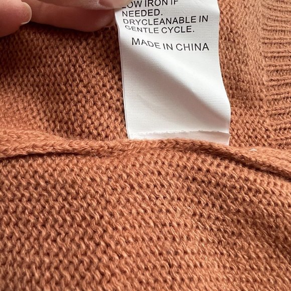 SHEIN Slouchy Sweater Cropped Oversized 3/4 Sleeve Size Large L Orange - Picture 5 of 5